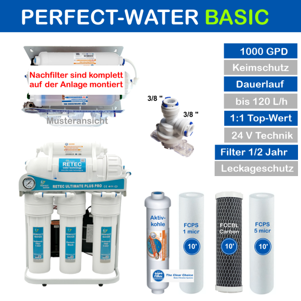 1000 GPD RETEC BASIC Umkehrosmoseanlage Ultimate PLUS PRO Perfect-Water